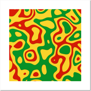 Paper Cut Out Pattern (Green, Yellow & Red) Posters and Art
